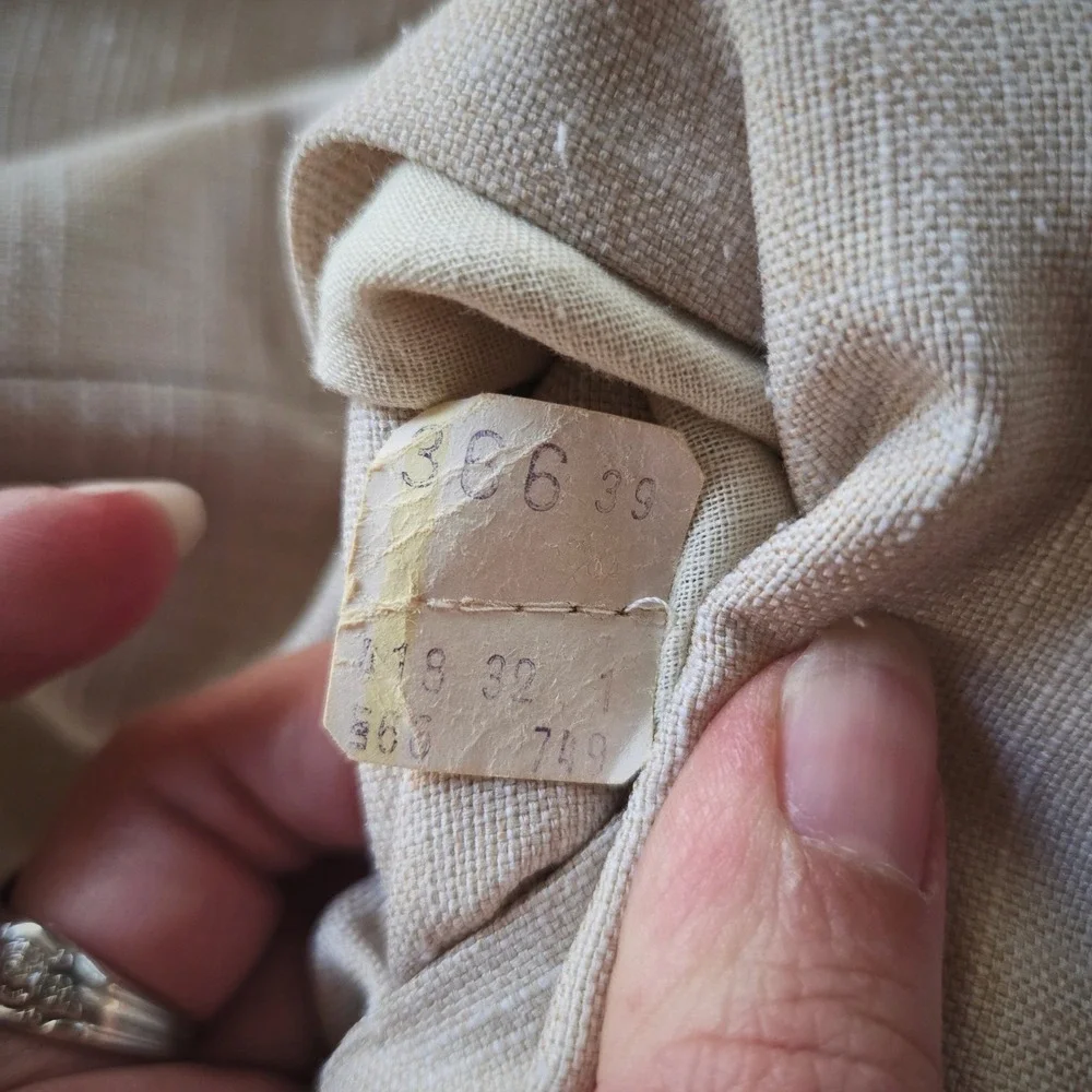Fioravanti Brookfield Blazer Vest Set Vintage 70s Tan Linen Blend Suit Jacket SM